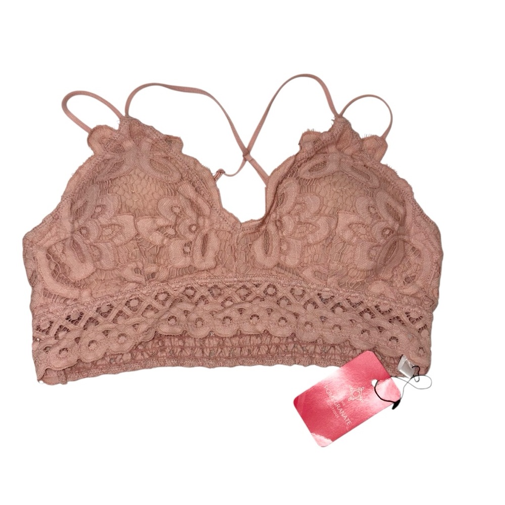 NWT THE POMEGRANATE-BOUTIQUE Lace Bralette in Blush Pink Sz XL